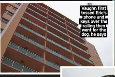  ?? ?? Vaughn first tossed Eric’s phone and keys over the railing then went for the dog, he says