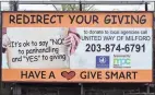  ?? City of Milford / Contribute­d photo ?? A billboard in Milford to encourage giving to charities that help the homeless