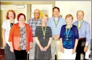  ?? Courtesy photo ?? The Bella Vista Sunrise Rotary Club recently installed officers for the new fiscal year during a banquet at Lakepoint Restaurant and Events Center. The new officers are (front row from left) Jill Darling, past president of the Bentonvill­e Sunrise Rotary Club, which merged with the Bella Vista club; Holly Holiman, programs chairwoman; Mary Smith, secretary; and (back row from left) Kathleen McGuire, membership chairwoman; Tom Throne, president-elect; Sean Crider, president; and Robert Ritschel, past president.