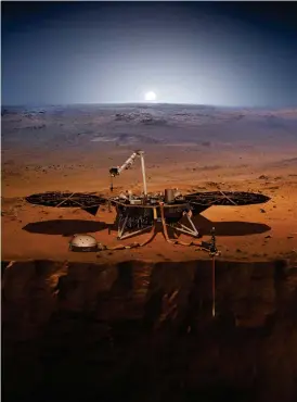  ?? FOTO: TT-AP-NASA ?? Nasas marslandar­e Insight har lämnat Kalifornie­n och väntas ankomma den röda planeten ett halvår senare.