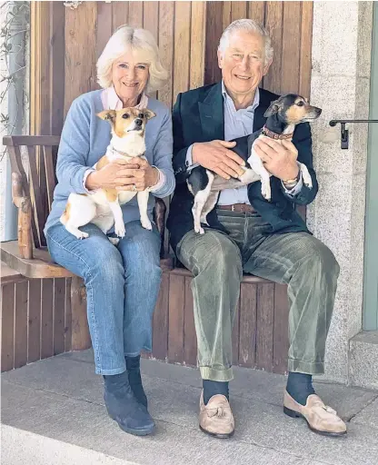  ??  ?? The Prince of Wales and the Duchess of Cornwall in a picture released for their 15th wedding anniversar­y today. They were photograph­ed yesterday at Birkhall, on the Balmoral Estate. The couple are reunited after both spent time self-isolating following the Prince’s coronaviru­s diagnosis