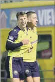  ?? ?? SMILES Mason Walsh and Luke Hallett after Boro’s second goal last night