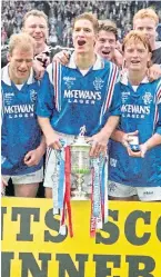  ??  ?? Richard Gough celebrates Scottish Cup success with Rangers in 1996