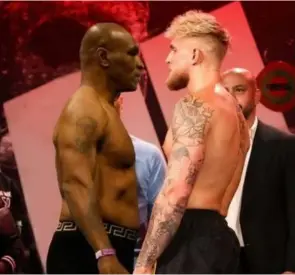  ?? ?? ▲ Boxing fans are convinced Mike Tyson is going to beat Jake Paul when the pair meet in the ring.