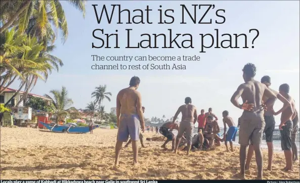  ?? Picture / Alex Robertson ?? Locals play a game of Kabbadi at Hikkaduwa beach near Galle in southwest Sri Lanka