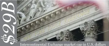  ??  ?? Interconti­nental Exchange market cap in U. S. dollars