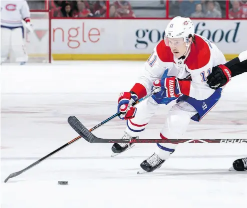  ?? JANA CHYTILOVA / GETTY IMAGES ?? Brendan Gallagher of the Montreal Canadiens is not only skilled on the ice, he was the quintessen­tial student-athlete growing up. He’s part of the Canadiens’ promotion trying to attract interest from the university community.