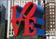  ?? AP/MATT ROURKE ?? Indiana’s LOVE sculpture sits in Kennedy Plaza in Philadelph­ia.