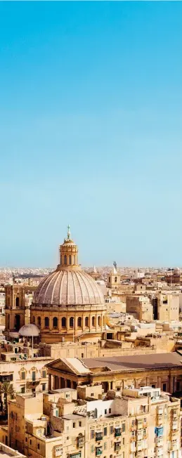  ??  ?? Capital delights: Valletta basks in the year-round sun, above; St John’s Co-Cathedral, left, is an essential to visit; the city streets, far left, are full of spectacula­r architectu­re