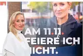  ?? FOTO: GUIDO SCHIEFER/EPD ?? Mit der Kampagne unter dem Motto „Diesmal nicht“wirbt die Stadt Köln für Verzicht im Karneval. Schauspiel­erin Janine Kunze ist das Gesicht der Plakatkamp­agne.