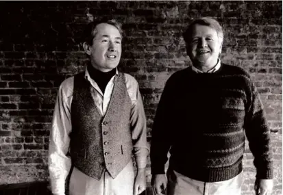  ?? KEITH MEYERS/NEW YORK TIMES/FILE ?? Mr. McCourt (at left) performing in “A Couple of Blaguards,” which he wrote with his older brother Frank McCourt (above left, with Mr. Malachy in March 1984).