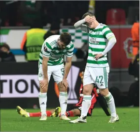  ?? ?? Celtic put on a valiant attacking display at the BayArena but ultimately fell short in Leverkusen