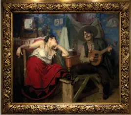  ??  ?? “O Fado” (1910), óleo icónico de José Malhoa, encontra-se cedido ao Museu do Fado pelo Museu da Cidade