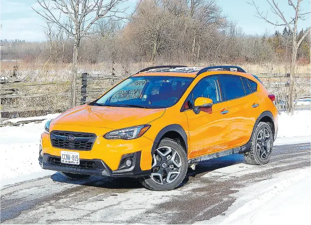  ?? PHOTOS: BRIAN HARPER / DRIVING. CA ?? The 2018 Subaru Crosstrek’s full-time AWD system provides instantane­ous traction on snow and excellent communicat­ion with the road.