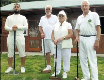  ??  ?? Canterbury Croquet Club’s team who beat Merton, from left, Tobi Savage, Dave Buckman, Ann Poole and Barry Sales