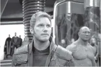  ?? DISNEY-MARVEL VIA AP ?? Chris Pratt, left, and Dave Bautista appear in a scene from “Guardians of The Galaxy Vol. 2.”