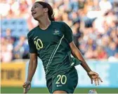  ?? Photo: Jonathan Daniel/Getty ?? FAMILIAR SIGHT: Sam Kerr celebrates after scoring against Japan at the Tournament Of Nations in Bridgeview, Illinois on August 2.