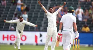  ?? – Reuters ?? SUPERB SEAM BOWLING: Chasing 241 for victory, South Africa were on top at 124 for one, but lost their last nine wickets for just 53 runs as India roared back into the contest.