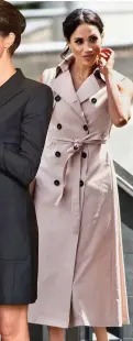  ??  ?? HOUSE OF NONIE: Nina Kharey created this blush pink trench coat Meghan wore to a Nelson Mandela tribute