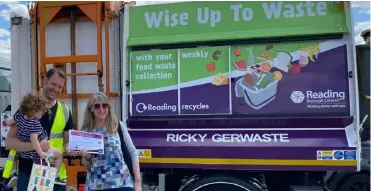  ?? Picture: Reading Borough Council ?? BINGO: Resident Adrian Jack receives a certificat­e from Lead Councillor for Environmen­tal Services and Community Safety Karen Rowland alongside the truck he named Ricky Gerwaste