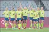  ?? RICARDO MAZALAN — THE ASSOCIATED PRESS FILE ?? Sweden’s Stina Blacksteni­us (11) celebrates after scoring her side’s second goal against the United States during a women’s soccer match at the Summer Olympics in Tokyo.