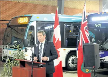  ?? ALLAN BENNER/POSTMEDIA NETWORK ?? Niagara Centre MP Vance Badawey announces $15 million in new federal funding for transit services, on Friday in St. Catharines.