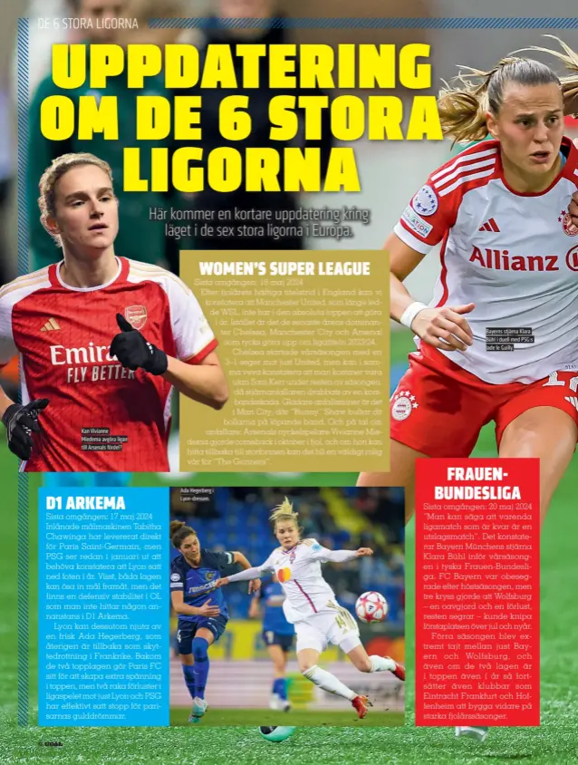  ?? ?? Kan Vivianne Miedema avgöra ligan till Arsenals fördel?
Ada Hegerberg i Lyon-dressen.
Bayerns stjärna Klara Bühl i duell med PSG:S Jade le Guilly.