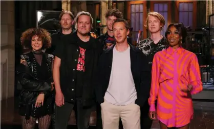  ?? ?? Musical guest Arcade Fire, host Benedict Cumberbatc­h, and Ego Nwodim. Photograph: NBC/NBCU Photo Bank/Getty Images