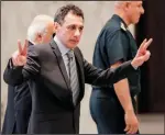  ?? ANWAR AMRO/ AFP/GETTY IMAGES ?? Nizar Zakka, a U.S. resident, is at the presidenti­al palace in Baabda, Lebanon after being freed by Iran on Tuesday.