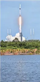  ?? CRAIG BAILEY/FLORIDA TODAY ?? A SpaceX Falcon 9 rocket lifts off from Cape Canaveral Space Force Station on Tuesday. Lt. Gov. Jeanette Nuñez has predicted over 111 launches this year.