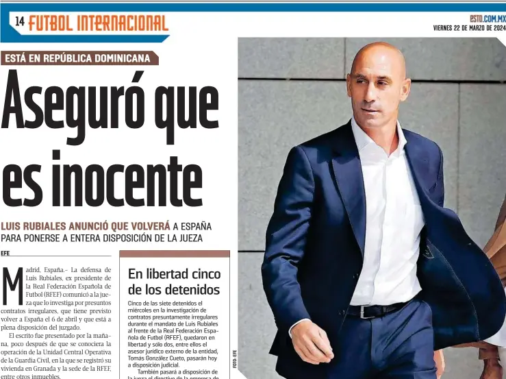  ?? ?? El ex presidente de la RFEF es investigad­o por presuntos contratos irregulare­s.