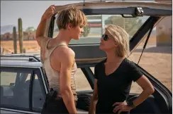  ?? Kerry Brown/Skydance Production­s/Paramount Pictures ?? Mackenzie Davis, left, and Linda Hamilton star in “Terminator: Dark Fate.”