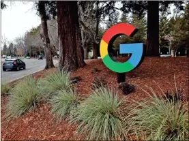  ?? Justin Sullivan/Getty Images North America/TNS ?? The Google logo is displayed at Google headquarte­rs in Mountain View, California.