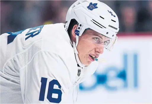  ?? VINCENT ETHIER ICON SPORTSWIRE VIA GETTY IMAGES ?? Mitch Marner produced at a 92-point pace when he moved to Nazem Kadri’s line last season. Now he’s playing with John Tavares and anchoring the power play.
