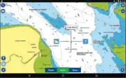  ??  ?? Il suffit de toucher un point de l’écran pour ouvrir un réticule, afin d’obtenir des options supplément­aires, informatio­ns sur un objet, aller vers cet objet ou un point quelconque, météo locale, point d’intérêt, marées et courants, etc. Un outil polyvalent pratique et efficace.