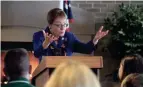  ?? FILE ?? U.S. Rep. Marcy Kaptur, D-toledo, speaks to the service academy nominees and their families at Camp Perry in 2018.