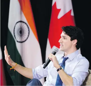  ?? — THE CANADIAN PRESS ?? Prime Minister Justin Trudeau takes part in an armchair discussion at the Indian Institute of Management in Ahmedabad, India on Monday.