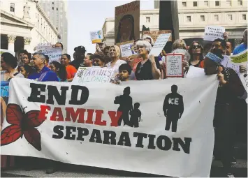  ?? — GETTY FILES ?? Immigrant rights advocates rally in New York City in 2018 against a policy that separated migrant children from their parents. U.S. Department of Homeland Security agencies have, in the past, been at the centre of controvers­y.