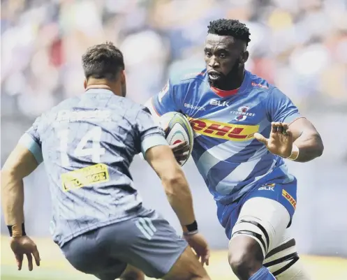  ??  ?? 0 South Africa’s World Cup-winning captain Siya Kolisi in action for the Stormers. The Cape Town club will not now be coming to Europe