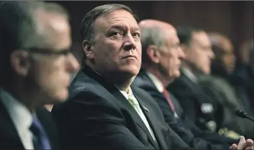  ?? Chip Somodevill­a Getty Images ?? PRESIDENT TRUMP said he and CIA Director Mike Pompeo, now nominee for secretary of State, are “always on the same wavelength.” That could assure foreign leaders that the new diplomat speaks for Trump.