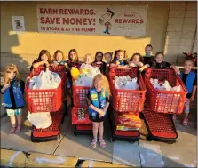  ?? SUBMITTED PHOTO ?? Members of Boyertown Daisy and Brownie Troop 1759used a portion of their cookie sales to purchase more than 400pounds of food for Preston’s Pantry.