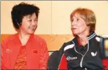  ??  ?? Clockwise from top: Athletes who personally witnessed the ping-pong diplomacy decades ago celebrates the 45 anniversar­y of Chinese team’s first visit to the United States in 1972; Zheng Huaiying (left) talks with Connie Sweeris; younger world ping-pong...