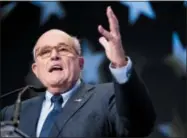  ?? THE ASSOCIATED PRESS ?? Rudy Giuliani, an attorney for President Donald Trump, speaks at the Iran Freedom Convention for Human Rights and democracy at the Grand Hyatt Saturday in Washington.