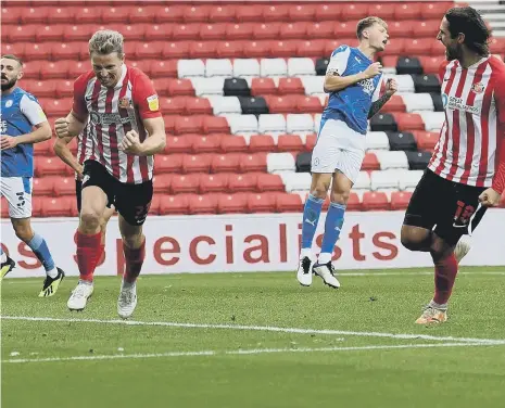  ??  ?? Grant Leadbitter celebrates his first goal of the 2020/21 campaign