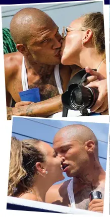  ??  ?? Caribbean canoodling: Chloe Green and Jeremy Meeks smooch in Barbados