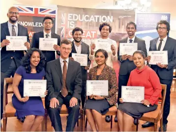  ??  ?? Chevening Scholars for 2018/2019 with High Commission­er James Dauris