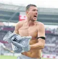  ?? EPA ?? Roma’s Edin Dzeko celebrates scoring the winning goal against Torino.