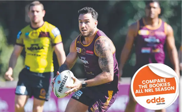  ??  ?? FINALS CHARGE: Darius Boyd in action during Brisbane Broncos training at Clive Berghofer Field in Brisbane.