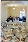  ?? Special to the Democrat-Gazette/ MARCIA SCHNEDLER ?? The Music Room (foreground) and the Men’s Lounge at the restored Fordyce Bathhouse in Hot Springs feature the building’s stylish fittings.