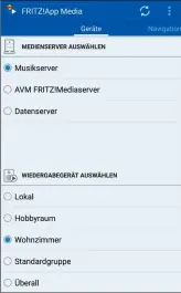  ??  ?? Über die FRITZ!App Media können Sie Musik von DLNA-Servern zu Playern schicken.